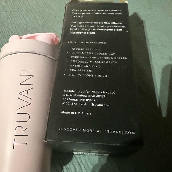 TRUVANI NWT Stainless Steel Shaker cup Pink or Black w / Measurements - Picture 5 of 10